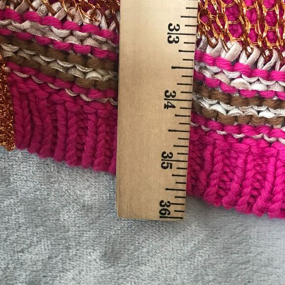 Chicos Sweater Womens Large Oatmeal Pink Copper Knit Cardigan Vest Open Front - Picture 9 of 9